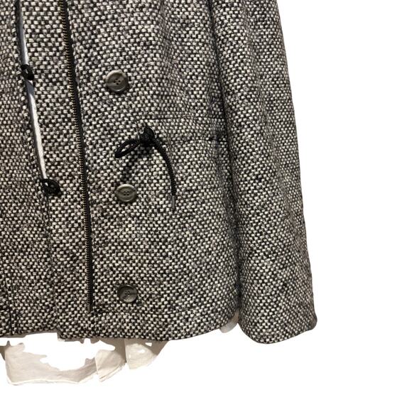 Ann Taylor Loft Tweed Coat Double-Breasted Drawstring Waist Collared Grey Sz XL - Picture 6 of 16